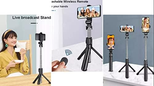 Selfie Stick Tripod Stand - Tripé para celular, suporte para gravação, suporte para tripé celular - portátil e extensível - compatível com iPhone, smartphone Android Samsung