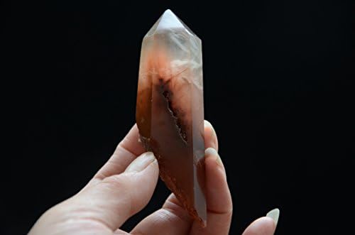 Real Tibete Himalaia Alta Altitude Clear de 6 lados Crystal Red Rutilated Point Quartz Wand 3,58 polegadas Reiki Healing