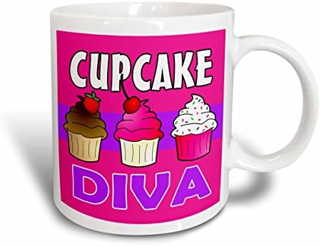 3drose Mug_43133_1 cupcake diva kawaii bolos rosa caneca cerâmica, 11 onças