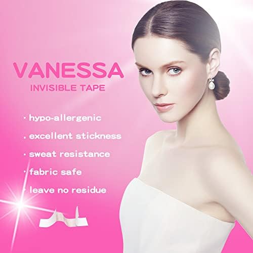 Vanessa fita de moda dupla face - fita invisível para roupas e pele, fita transparente para roupas femininas e corpo