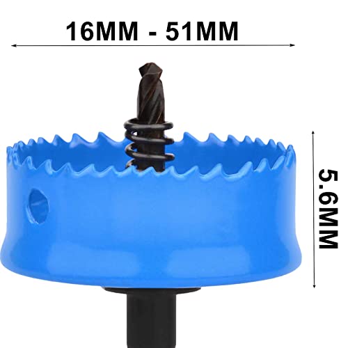 Serra de orifício de parede fina de 16 mm / 5/8 de polegada, serra de orifício M42 de dentes de corte de alta precisão de aço de