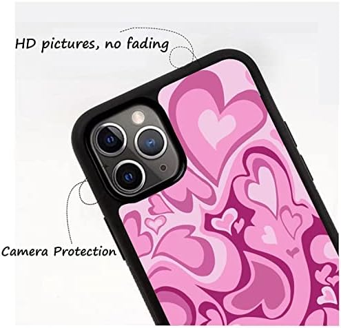 Mokens compatível com iPhone 12 e 12Pro fofo rosa amor amor coração rosa estético capa de telefone de proteção suave e suave para