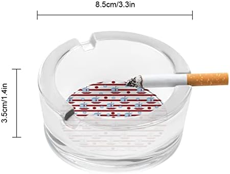 Listrado com barcos cinzeiros de vidro para cigarros e charutos redondo portador de bandeja de cinzas para presente