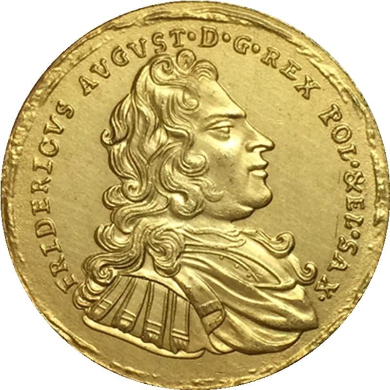 1697 moedas polonesas Copper Gilled Coins Antique Comemorativo Coens de moedas Coleta de artesanato