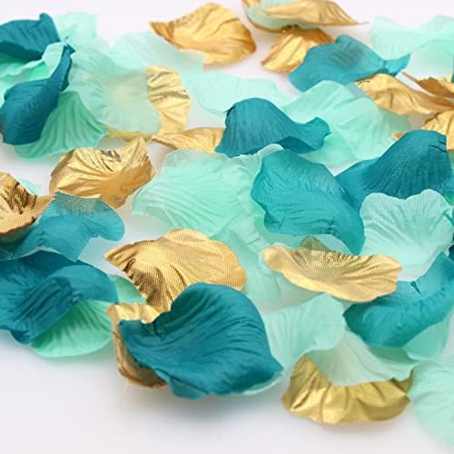 AllHeartDesires 900pcs Teal menta ouro misto misto de seda rosa Pétalas