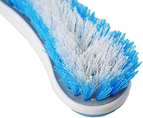Brush de limpeza de tapete/piso da uniware com punho sem deslizamento, azul/branco