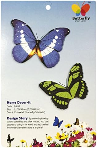 Memorando de borboleta Wrapables Notas pegajosas, azul e verde
