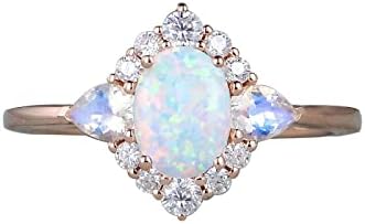 Anel de prata de prata esterlina de 925 femininos requintados, oval, oval de diamante de diamante de diamante de diamante de