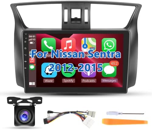 Estéreo de rádio do carro Andriod 11 para Nissan Sentra 2012 13 14 15 com Apple sem fio CarPlay Android Auto, tela de toque