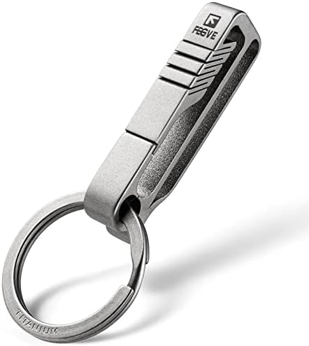 FEGVE CLIP de chaveiro, clipe do clipe de cinto de titânio com anel -chave, chaveiro de chave da correia da corrente de chave