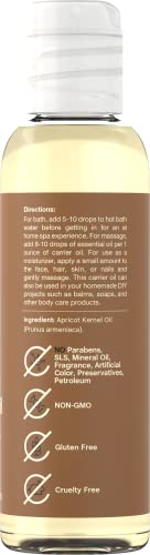 Óleo de kernel de damasco | 4 fl oz | Óleo hidratante para rosto, cabelo, pele e unhas | Livre de parabenos, sls e fragrâncias