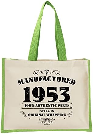 Presentes de sacola de 70 anos para mulheres - Bolsas de ombro de juta de algodão reutilizável para compras - fabricado