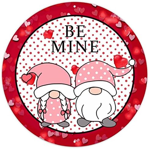 Gnomos do Dia dos Namorados Casal Be Mine Metal Tin Sign Red Dot Gnome Love Heart Wreatch Metal Art Sign Love Holidays Sinais de fazenda
