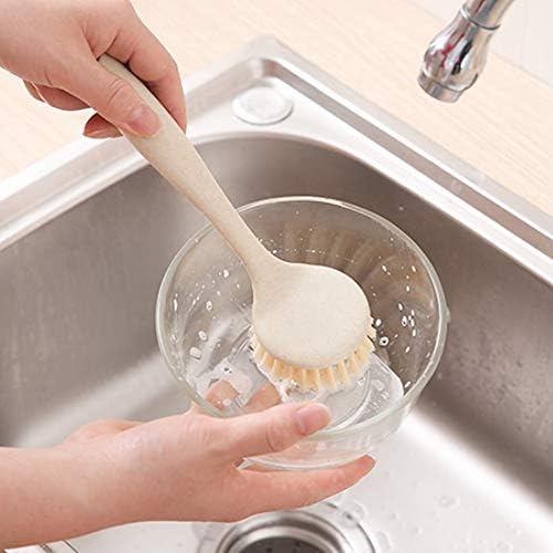 Escova de prato de cozinha maçaneta de bambu racha de lavadora de prato embutido, escova de esfolia