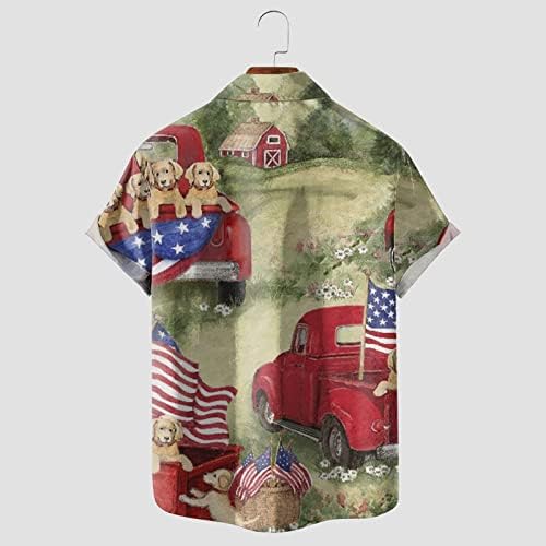 BMISEGM Men Shirts Casual masculino Casual Americano Dia da Independência Impressão de Retalhes de Retalhes Camisa de