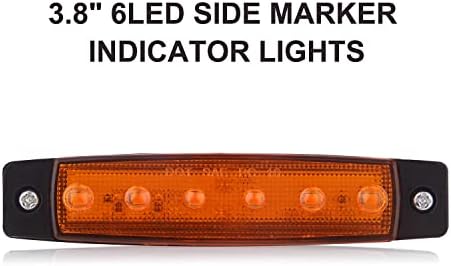 Partswcgg 20pcs 3,8 polegadas 6 Marcadores de reboques LED Luzes âmbar, 3,8 polegadas de reboque de âmbar de 3,8 polegadas Indicadores