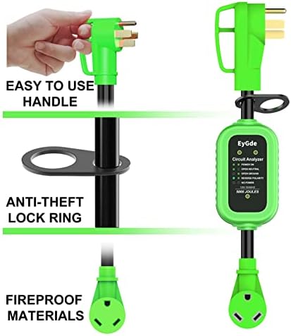 Adaptador EYGDE de 50 amp a 30 amp RV com protetor de surto 5000 joules + 30 amp RV Protector Circuit Analyzer Guard com proteção