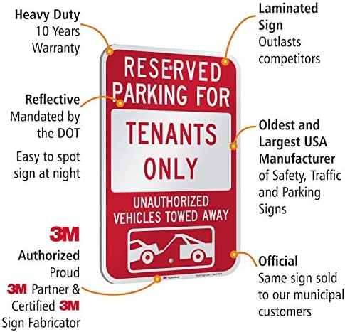 SmartSign-K-8727-EG-12X18 Estacionamento reservado para inquilinos, veículos não autorizados sinal Plata | 12 x 18 3M Grade de