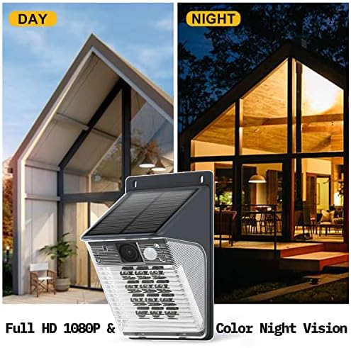Câmera de segurança solar de Camzeb Outdoor Wireless - câmera solar de 2k com 12 luzes LED - 2,4g Wi -Fi Câmera de segurança