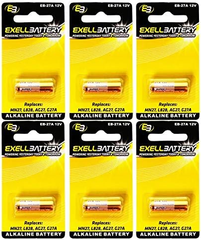 6x Exell EB-27A Alcalina 12V Bateria substitui 27A, A27, B-1, CA22, EL-812, EL812, G27A, GP27A, L828, MN27, R27A FITS Chamberlain