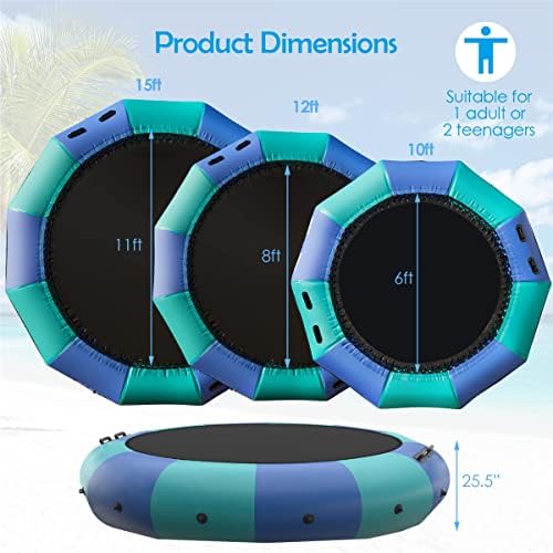 BEIAKE redondo trampolim de água inflável para adultos e crianças, plataforma de salto de lago com segurança do mar para