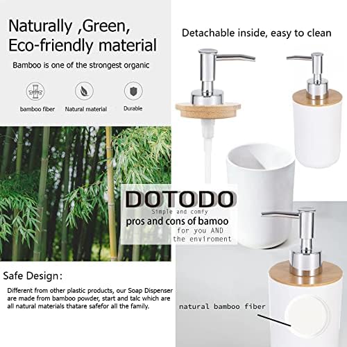 Distribuidor de sabão de bambu dotodo ＋ 2pcs Sabão de sabão | Dispensadores de sabão de bancada do banheiro | Naturalmente dura portador de sabão e loção ecológica