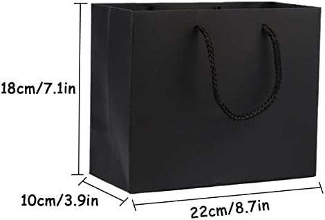 Sacos de presente pretos uceoo com alças 24 pacote, 8,7 x 3,9 x 7,1 sacolas de papel Kraft com alças para varejo de mercadorias,