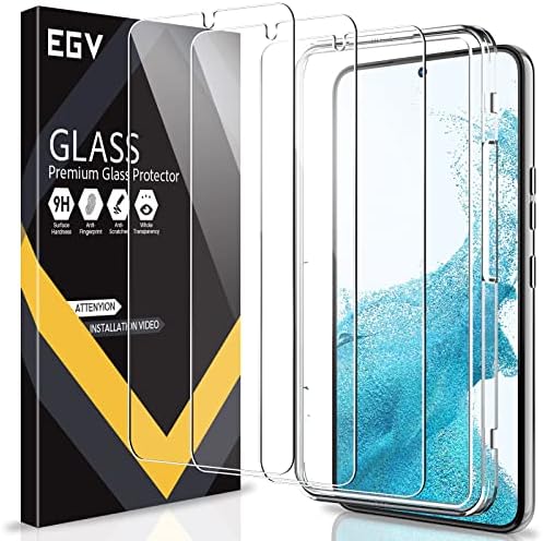 Protetor de tela EGV [3 pacote] para Samsung Galaxy S22 5G, protetor de tela de vidro temperado, 9H de dureza à prova