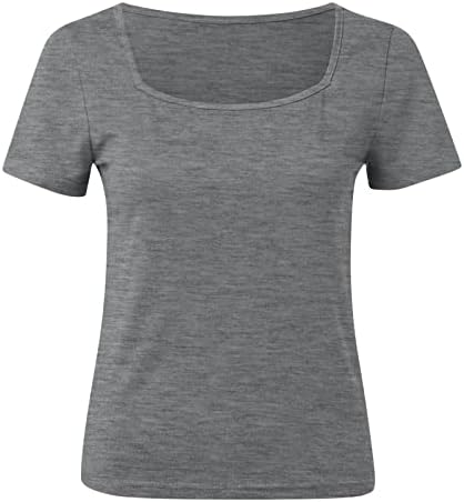 Cggmvcg tops para mulheres femininas manga curta de manga longa Camisetas de pescoço quadrado tamas de camisetas gráficas