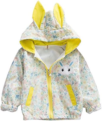 Famuka Baby Girls Jacket Capeled Pattern Pattern Coat Rabbit Style Windbreaker para Primavera/Autumn