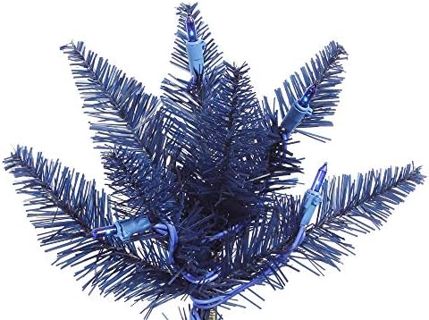 Vickerman 5.5 'Navy Blue Fir Slim Artificial Christmas Tree, luzes azuis iluminadas por dura, decoração de casa interna