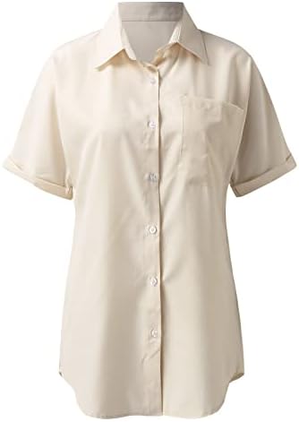 Camisa casual para mulheres mangas curtas T-shirt de cor sólida
