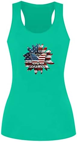 Tanque de verão feminino Tops American Flag Patriótico T Camisetas 4 de julho Estrelas e listras sem mangas Tee Racerback Tops soltos