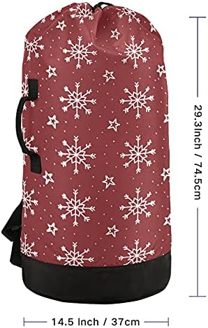 Backpack de lavanderia vermelha de Natal Backpack Saco de lavanderia pesada com tiras de ombro Viagem Bolsa de lavanderia