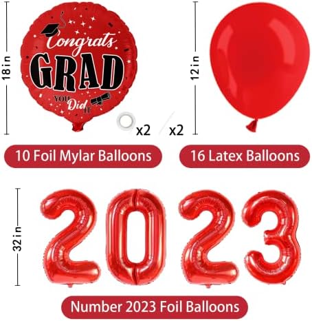 Dazonge Decorações de festa de graduação 2023 - Cortinas marginais de graduação, 2023 balões, banner de graduação e