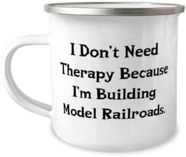 Não preciso de terapia porque estou construindo modelo. Camper de 12 onças caneca, as ferrovias modelo presentes de amigos, sarcásticos