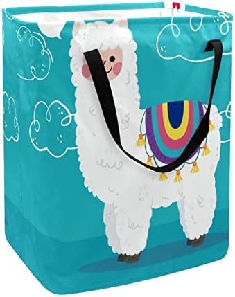 Alpaca com cesto de lavanderia dobrável com estampa de nuvem, cestas de lavanderia à prova d'água de 60l de lavagem de