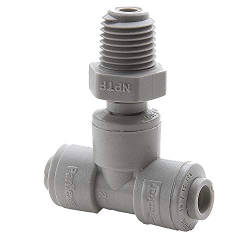 Parker Hannifin A6MTS4-MG Trueal Acetal Male Tee Swivel ajuste com selo EPDM, tubo de push-to-Connect 3/8