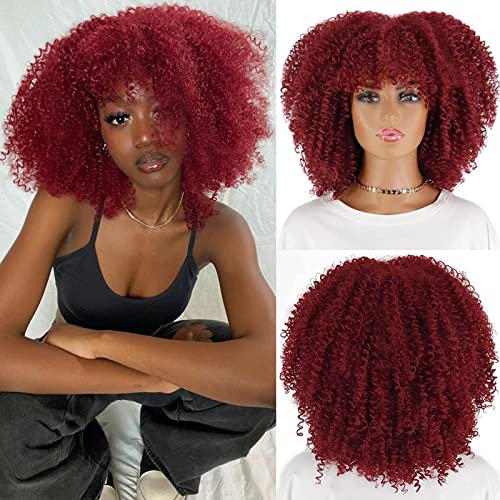Linghang Winky Curly Wigs para mulheres negras ombre sintético loiro perucas afro cacheadas para mulheres negras curtas fofas afro peruca encaracolada com franja para festa de halloween