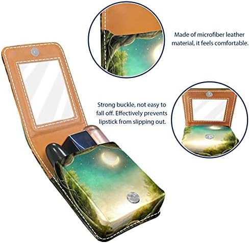 Caixa de batom com espelho abstrato verde hole hole moon lake lip brighsher portátil batom de bato