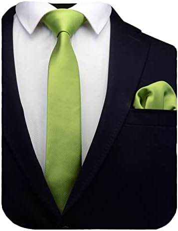 Gusleson 2,4 de gravata e lenço de lenço para homens sólidos com broche de gravata magra