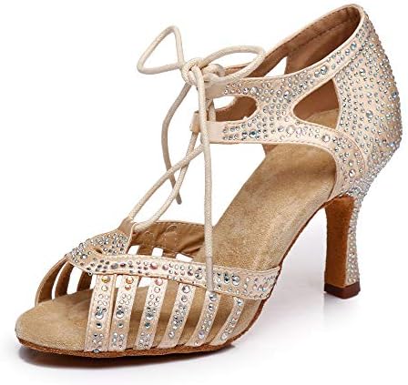 Pierides feminino Sapatos de dança de salão de strass femininos