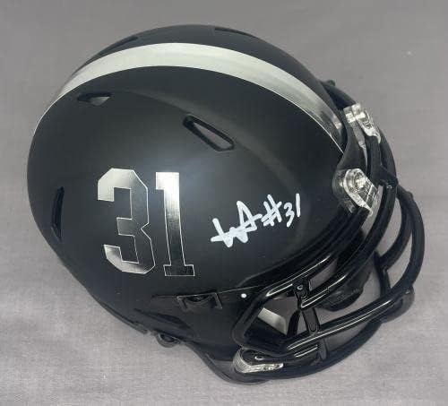 Will Anderson assinou o Mini Capacete de Futebol Crimson Black Alabama W/PSA COA - Mini capacetes da NFL autografados