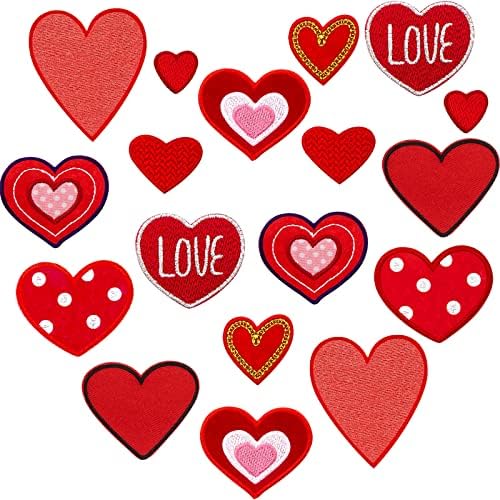 18 PCs do Dia dos Namorados Ferro de coração em remendo o coração Ferro em remendos Roupas vermelhas Cenário de coração Craft
