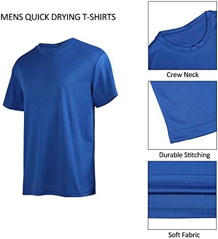 Li Hanton 5-Pack Men's Quick Dry T-shirt Crew pescoço de manga curta Valor pacote de treino atlético Running Gym Tee
