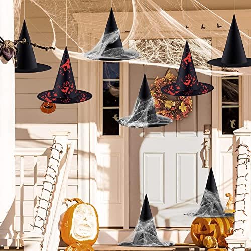 Hengbang 8pack Halloween Fantasma de chapéu de bruxa, chapéus de bruxa negra, candidatar -se à decoração de festa de cosplay de Halloween,