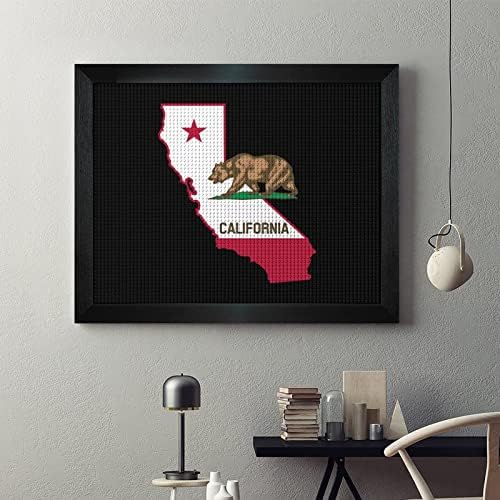 Kits de pintura de diamante de mapa da bandeira da bandeira da Califórnia Figura Frame 5D DIY Drill Full Drill Rhinestone Arts Decoração de parede para adultos Blackwood 50 * 40cm