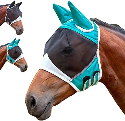 Máscara de mosca de cavalo máscaras de mosca super conforto para cavalos com orelhas de elasticidade máscara de mosca de cavalo