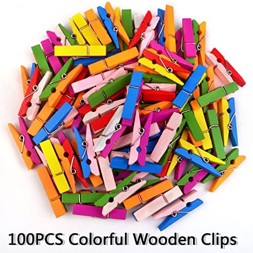 100pcs cores mistas prendedores de madeira clipes de papel de papel de madeira PEG PEG Pin Craft Clip