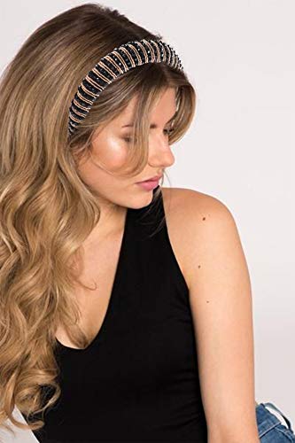 Bandas de cabeça acolchoadas para mulheres com vidro brilhante Banda de cabelo de vidro brilhante